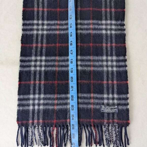 Authentic Burberry's Classic Check Scarf Blue - Unisex - 50% Wool 50% Cashmere - Picture 6 of 7